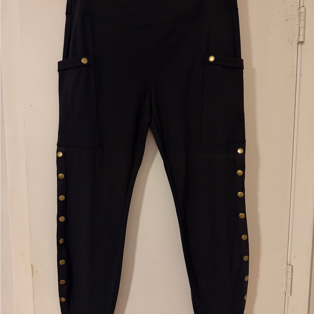 HALARA Black Leggins with Gold Studs NWT